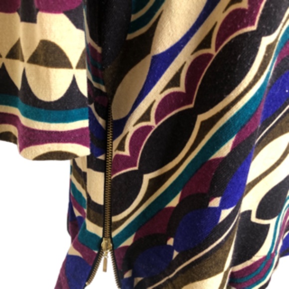 No Brand Label 1/4 Side Zip Abstract Scoop Neck 3/4 Sleeve Tunic Size L - Picture 2 of 3